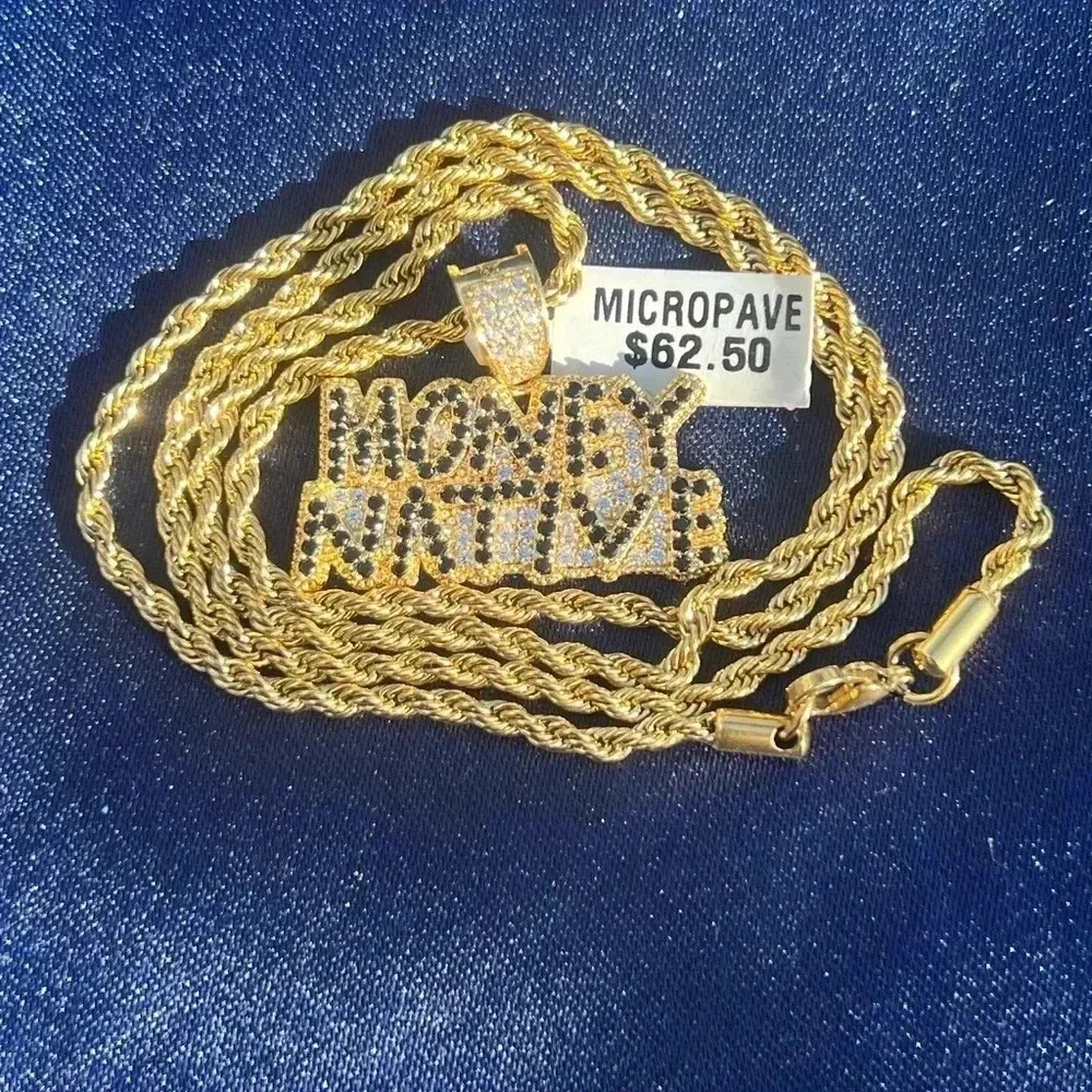 Rope Necklace & “MONEY NATIVE” Pendant